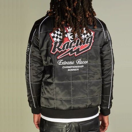 米国ブランド REBEL レーベル Premium プレミアム Speed Car Racing Jacket レーシングジャケット 黒 (JK3)