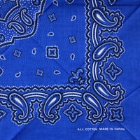 日本製 ペイズリー バンダナ Paisley Bandana 大判サイズ 綿100% ロイヤルブルー (BNDN74)