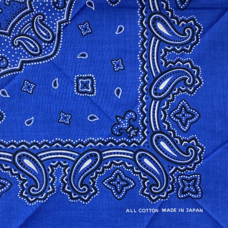 日本製 ペイズリー バンダナ Paisley Bandana 大判サイズ 綿100% ロイヤルブルー (BNDN74)