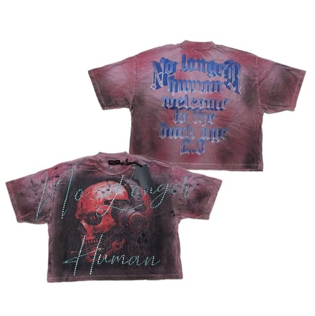 カリフォルニア発 Rare Peace レアピース No Longer Human クロップドTシャツ ラインストーン (CropT20)