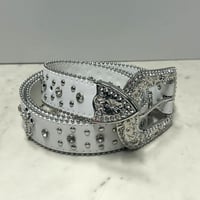 十字架 Cross リベット ラインストーン ブリンブリン ベルト Bling Bling Rhinestone Belt 白 (BELT4)
