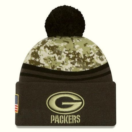NEWERA ニューエラ NFL グリーンベイ パッカーズ 迷彩 フリース ニット帽 ベテランズデー 退役軍人