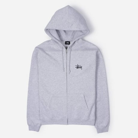 USA正規品 Stussy ステューシー BASIC ベーシック ロゴ スウェット ジップアップ パーカー アッシュヘザー