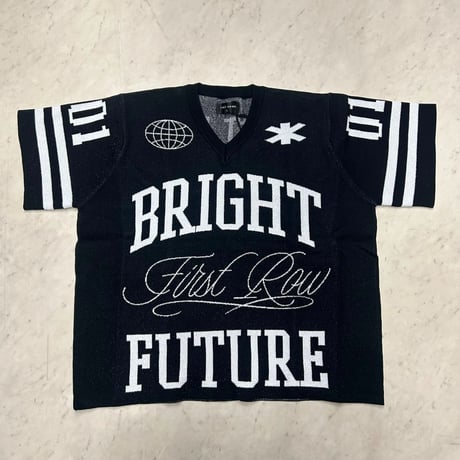 LA発祥 FIRST ROW ファーストロー Bright Future Varsity Jacquard Boxy Sweater ジャガード サマーセーター (CropT53)