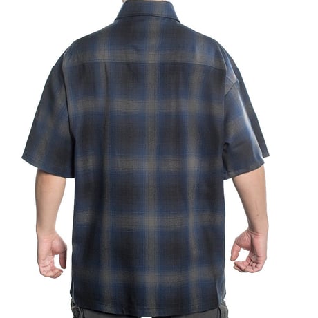 アメリカ製 CALTOP キャルトップ 半袖 オンブレチェックシャツ NAVY GREY 紺 グレー (SBS48)