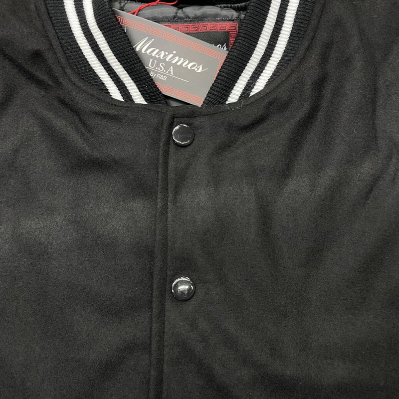 Maximos USA ビンテージ ベースボールジャケット スタジャン 黒 Maximos USA ビンテージ ベースボールジャケット スタジャン 黒
