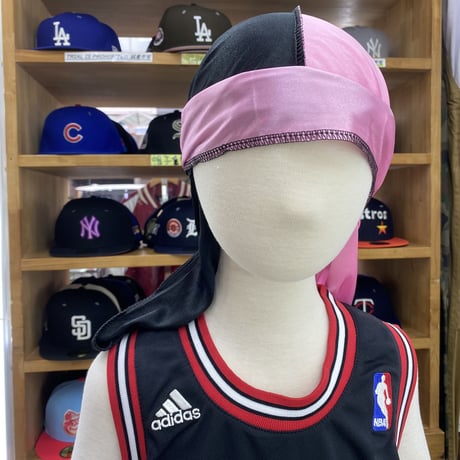 バイカラー  DURAGドゥーラグ TIEDOWN インナーキャップ  シルキータッチ 黒/ピンク OSFM