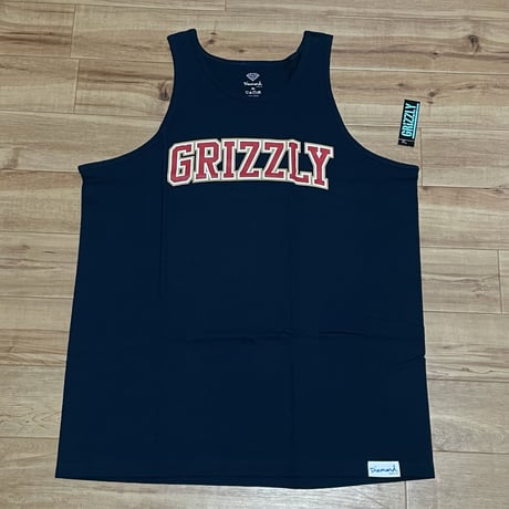 【XL】 米国製 ダイヤモンドサプライ Diamond Supply Co タンクトップ 紺 GRIZZLY グリズリー
