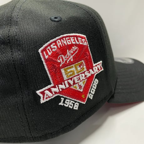 海外限定 Newera ニューエラ 9Forty Aフレーム LA Dodgers ドジャース 50th Anniv キャップ 黒 赤 (940-290)