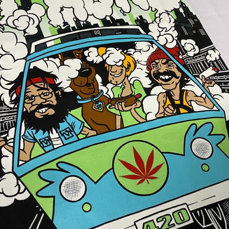 LA発 Cheech&Chong チーチアンドチョン グラフィック ヘビーウェイト Tシャツ 白 DRIVE 420 (GTS32)