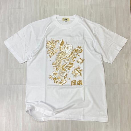 ロリコ限定 YOKOSUKA 和柄Tシャツ 鯉 KOI FISH 白/金 スカT 横須賀名物 (JPT8)