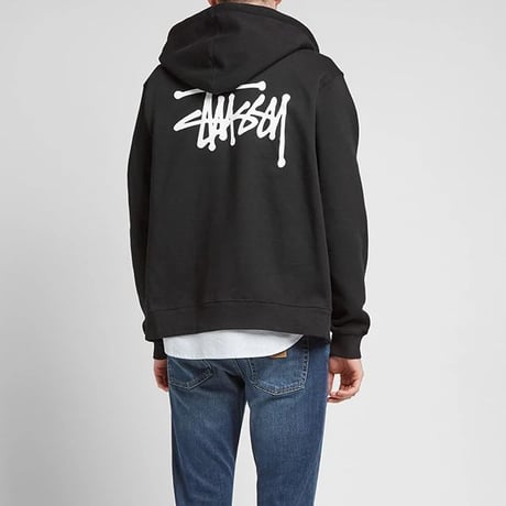 USA正規品 Stussy ステューシー BASIC ベーシック ZIP スウェット ジップアップ 裏起毛 パーカー 黒
