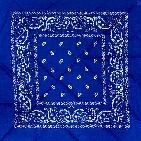ペイズリー バンダナ Paisley Bandana ヴィンテージ調 大判サイズ 54cm 青 (BNDN102)