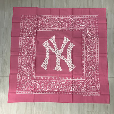 大判バンダナ NY ニューヨーク モノグラム BIGロゴ ペイズリー Monogram Paisley ピンク (BNDN112)