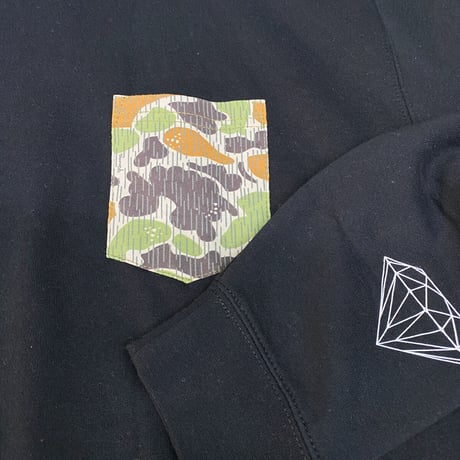 Diamond Supply ダイヤモンドサプライ RainFrog クルーネック スウェット トレーナー 黒 カモフラ 迷彩