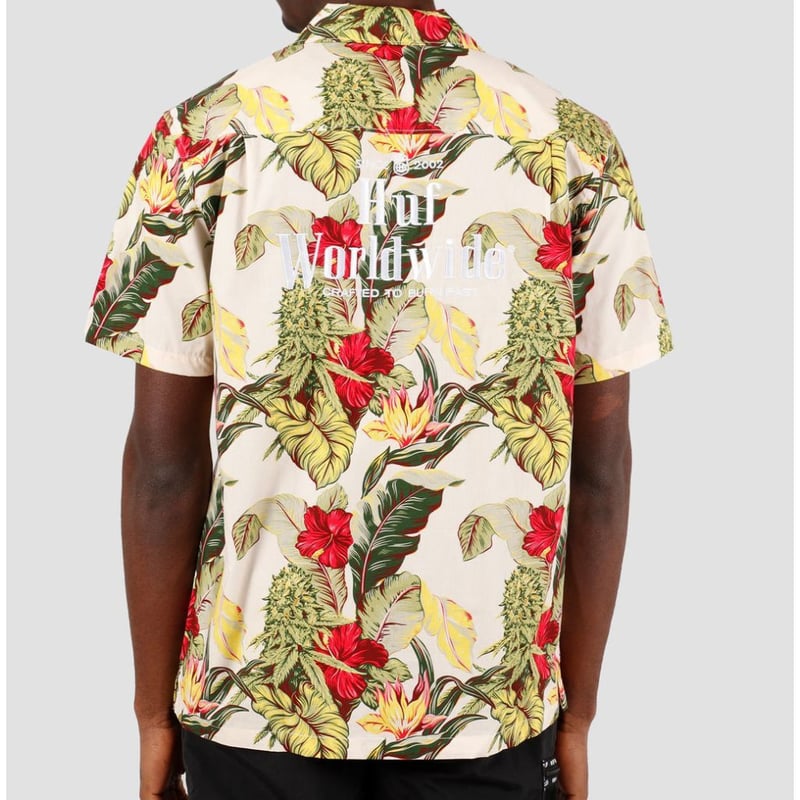 【即完売モデル】ハフ　HUF☆レーヨン　アロハシャツ　ボタニカル　M　485 HUF ハフ 半袖 ボタンシャツ 総柄 アロハ PARAISO RESORT