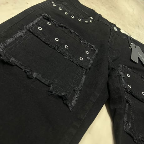米国ブランド FWRD Denim NY アイレット スタックド デニム Eyelet Stacked Jeans ジェットブラック (JNS141)