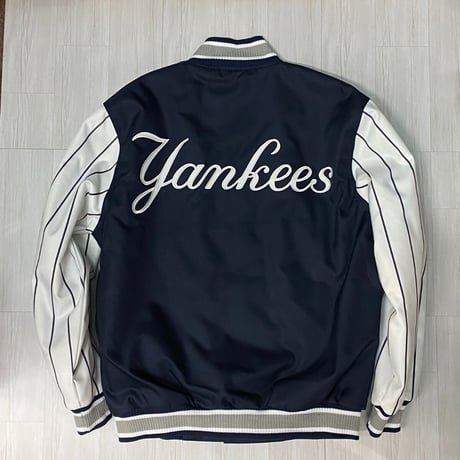MLB公式 JHデザイン NY Yankees ニューヨーク ヤンキース スタジャン 紺 ピンストライプ