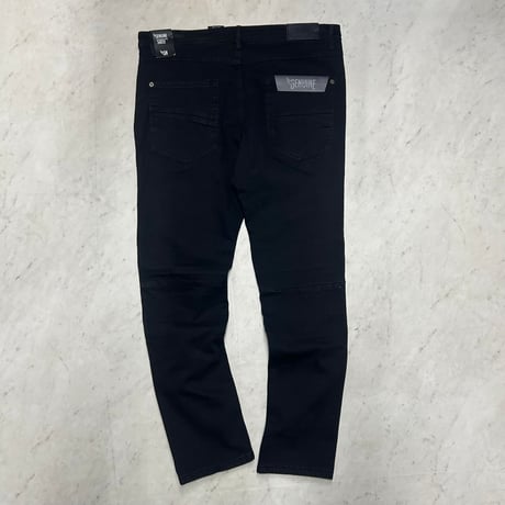 米国発 GENUINE AUTHENTIC ジェニュイン ストレッチ スリム バイカーデニム 黒 ジーンズ (JNS79)