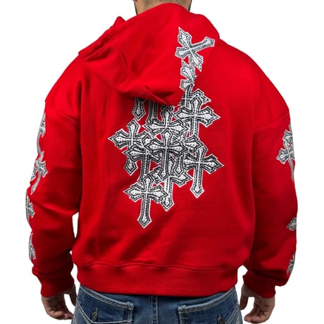 米国ブランド FWRD Denim NY クリスタル テンプル 十字架 パーカ Crystalized Templar (Hdy102)