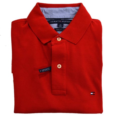 TommyHilfiger トミーヒルフィガー CUSTOM FIT フラッグロゴ ポロシャツ 赤 クラシックレッド