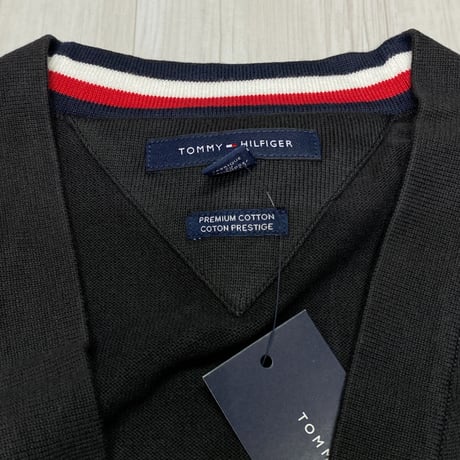 USAモデル TOMMY HILFIGER プレミアムコットンニット カーディガン 黒 (R4F-17)