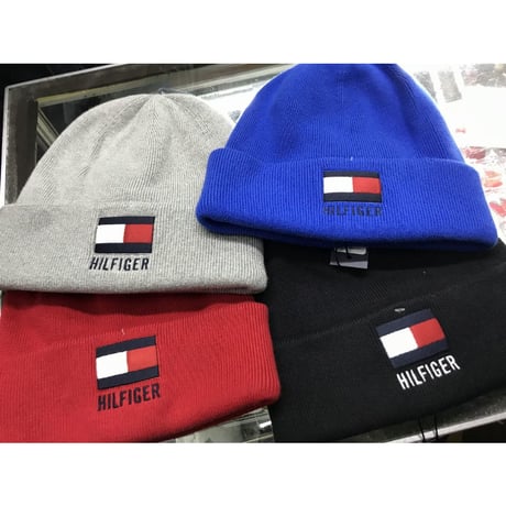 海外限定 トミーヒルフィガー TOMMY HILFIGER ニットキャップ 厚手 コットン100％ ロイヤルブルー
