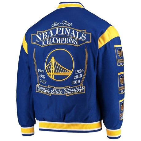NBA公認  JHデザイン Warriors ウォリアーズ 限定 チャンピオンズ リバーシブル スタジアムジャケット