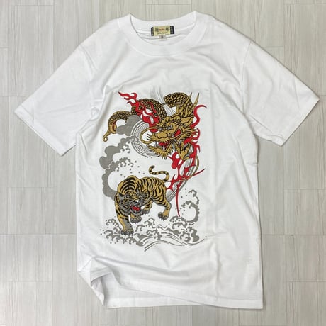 ロリコ限定 YOKOSUKA 和柄Tシャツ 龍虎 Tiger Dragon スカT 横須賀名物 (JPT12)