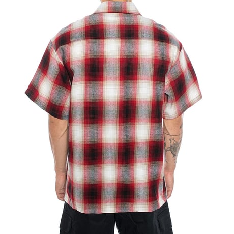 アメリカ製 CALTOP キャルトップ 半袖 オンブレチェックシャツ RED WHITE レッド ホワイト (SBS34)