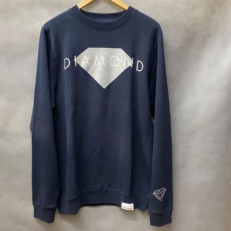 Diamond Supply ダイヤモンドサプライ Brilliant クルーネック スウェット トレーナー ピスタグ付き 紺