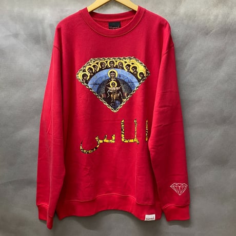 Diamond Supply ダイヤモンドサプライ  ArabicMary クルーネック スウェット ベーシック トレーナー 赤