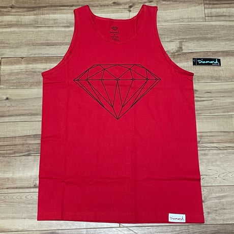 米国製 【M】 ダイヤモンドサプライ Diamond Supply Co タンクトップ 赤 ダイヤ柄 スケーターLA