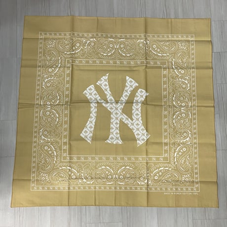 大判バンダナ NY ニューヨーク モノグラム BIGロゴ ペイズリー Monogram Paisley ベージュ (BNDN109)