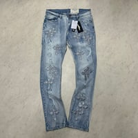 米国ブランド FWRD Denim NY クリスタル 十字架 スリムフィット デニム Crystal Templar Denim (JNS233)