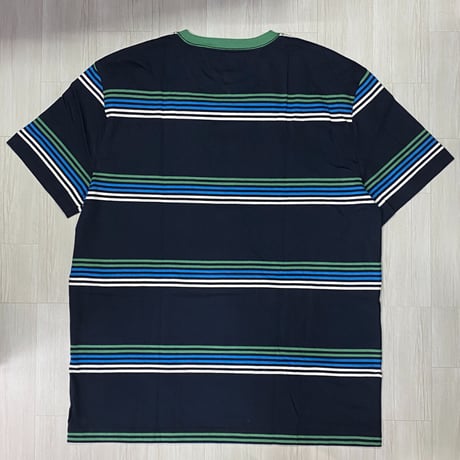 USAモデル TOMMY HILFIGER トミージーンズ TJ ストライプ バッジロゴTシャツ 紺 (R4F-11)
