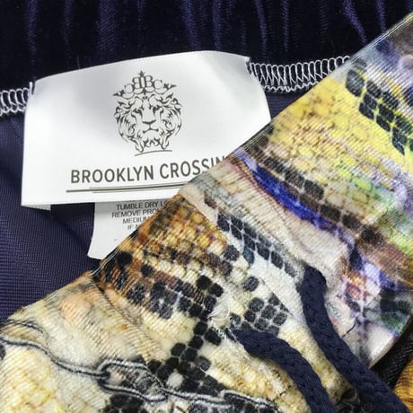 USA製 Brooklyn Crossing ベロア 総柄 セットアップ Men's ジップアップパーカー 紺