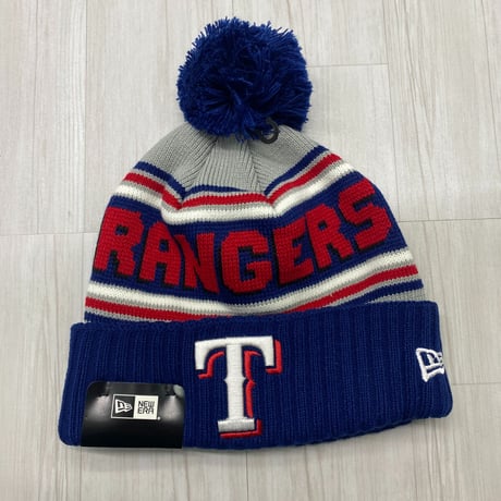NEWERA USA ニューエラ MLB テキサス レンジャーズ Texas Rangers リブ編み ポンポンニット帽