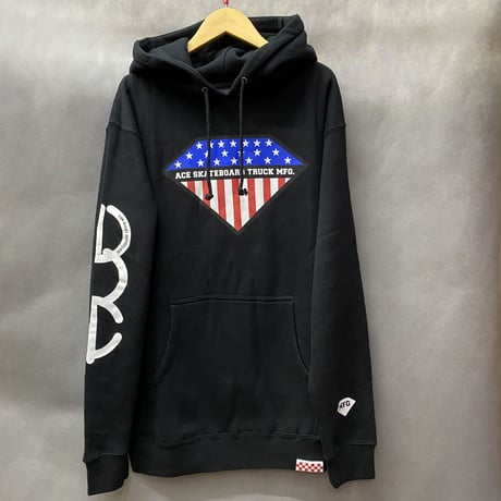 【S】 ダイヤモンドサプライ Diamond supply co. 黒 プルオーバー ACE パーカー LA スケートボード TRUCK
