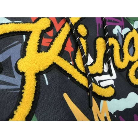 HUDSON NYC ハドソン ニューヨーク King Basquiat キング バスキア 総柄 黒 プルオーバー パーカー