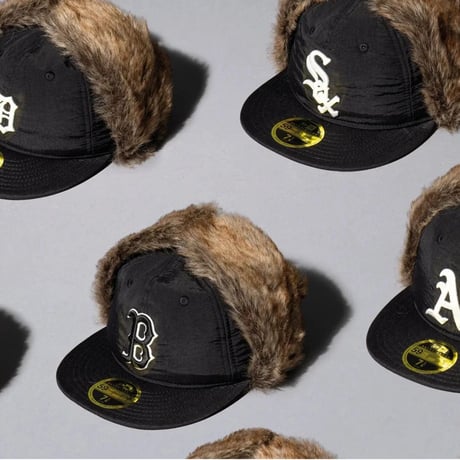 海外限定 59FIFTY ニューエラ Newera レトロクラウン Winter Dog Ear ドッグイヤー Redsox レッドソックス トラッパーキャップ (4-12)