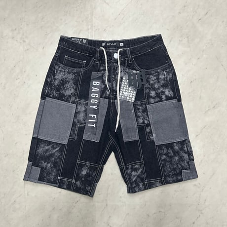 米国LAブランド Stylo Jeans LA スタイロジーンズ BAGGY バギー パッチワーク ショートデニム (SJNS47)
