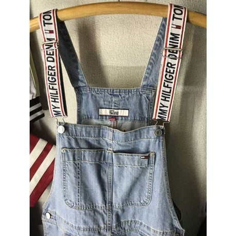 海外限定モデル TOMMY HILFIGER トミーヒルフィガーDenim  デニム ショート オーバーオール 90年代