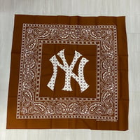 大判バンダナ NY ニューヨーク モノグラム BIGロゴ ペイズリー Monogram Paisley 茶 (BNDN110)