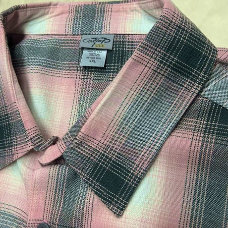 アメリカ製 CALTOP キャルトップ 半袖 オンブレチェックシャツ PINK BLACK ピンク 黒 (SBS50)