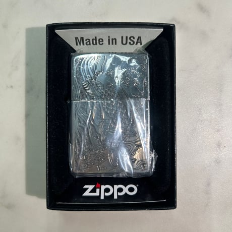 和柄 ZIPPO ジッポー 両面加工 柄違い 龍 Koi Fish メタルペイントプレート Metal Paint Plate 銀色