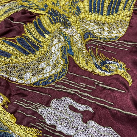 横須賀発祥 スカジャン Yokosuka刺繍入り SUKAJAN 鳳凰 不死鳥 Phoenix サテン地 バーガンディ (SKJ28)
