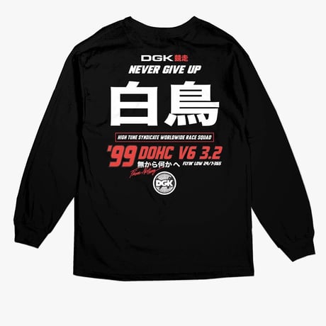 DGK ディージーケー 長袖 Tシャツ ロンT 白鳥 PolePosition 西海岸レーシング  LA ストリート