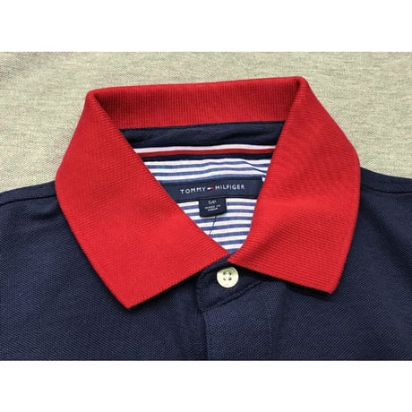 TommyHilfiger 半袖 ポロシャツ Polo 紺 パッチ メッシュ UVカット 吸水速乾  NY トラディショナル