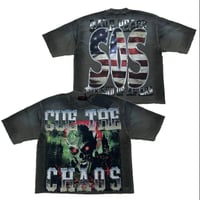 カリフォルニア発 Rare Peace レアピース Cue The Chaos クロップドTシャツ ラインストーン (CropT39)